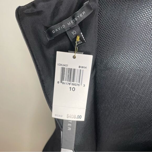David Meister Dress Sheath Color Block Sleeveless New Black White Size 10 - Picture 12 of 12